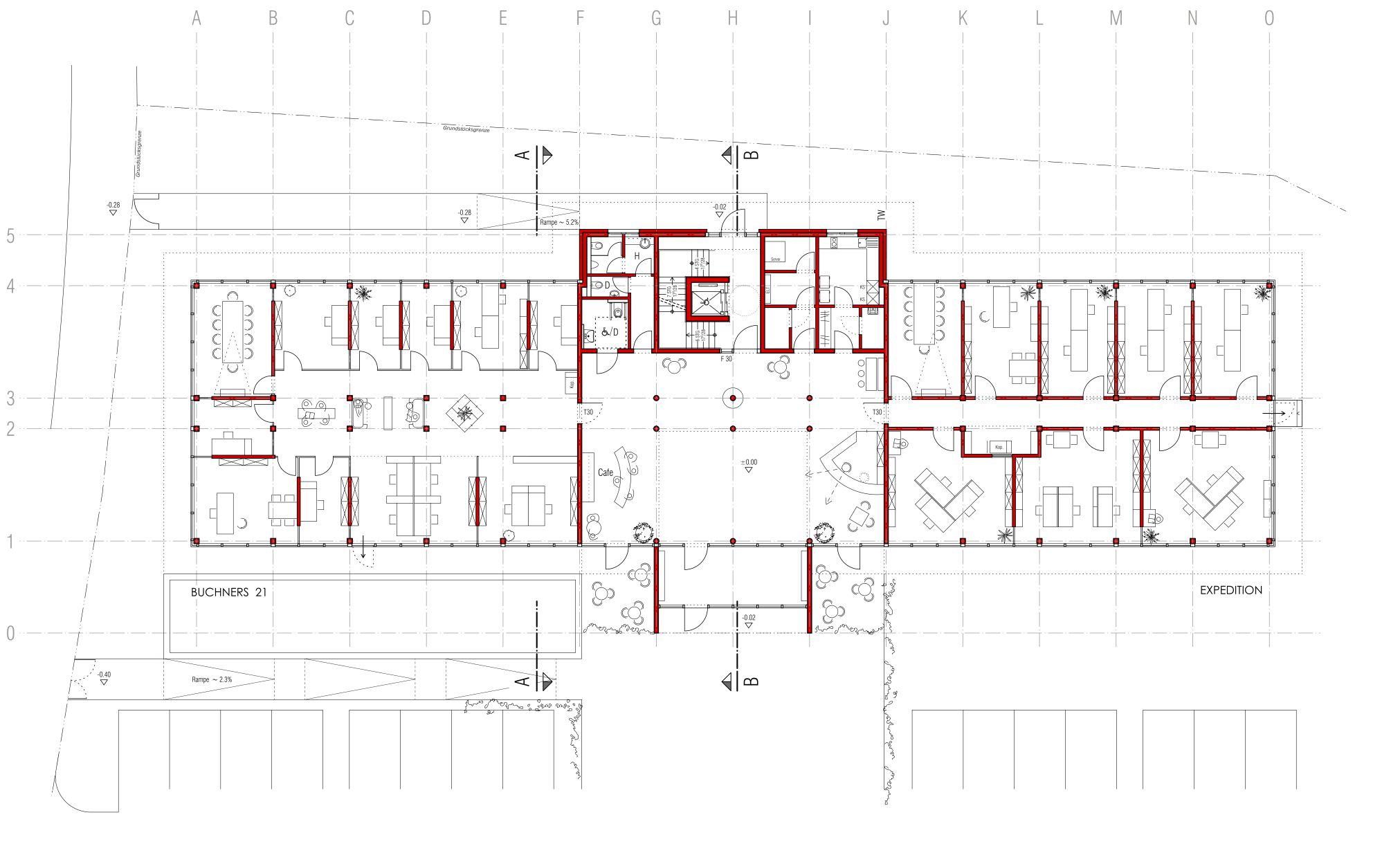 BVG Neubau Redaktionsgebäude Grundriss EG